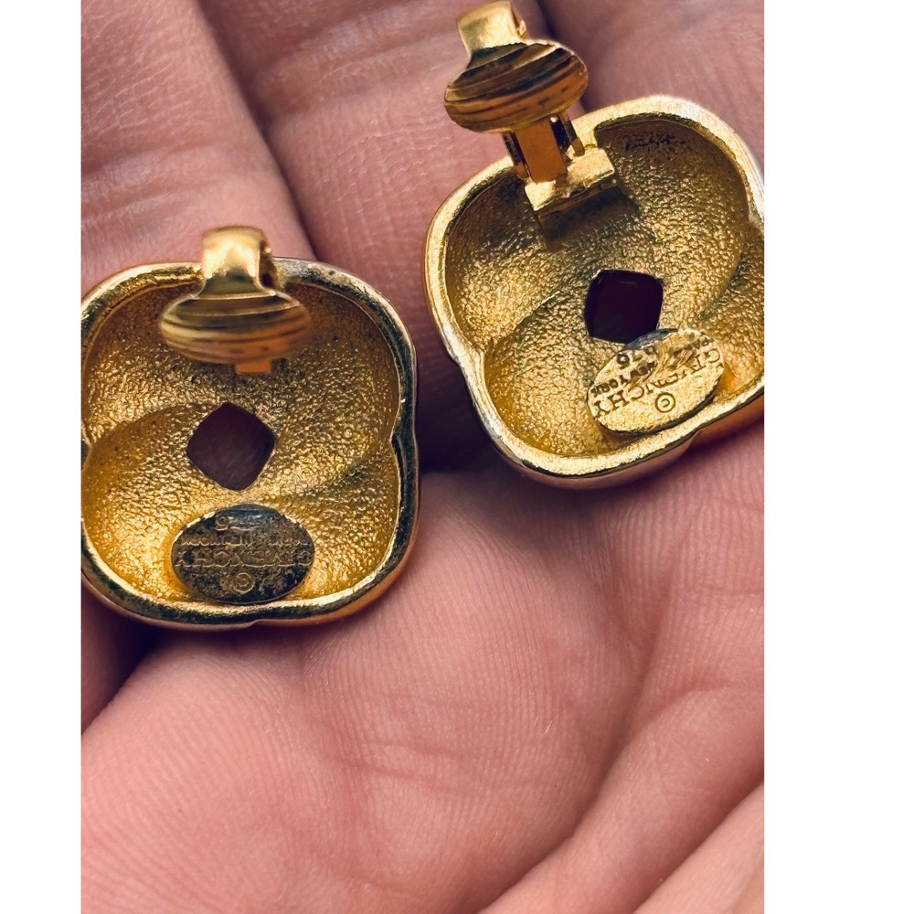 Givenchy Vintage Two Tone Gold Silver Interlaced Knot Clip On Earrings Paris NY - Picture 5 of 6